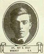 Vintage oval portrait of Corporal Roy O. Gray from Bisbee, North Dakota.
