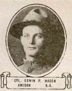 Vintage oval portrait of Corporal Edwin P. Hagen from Amidon, North Dakota.
