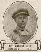 Vintage oval portrait of Private Marinus Hald from Buchanan, North Dakota.