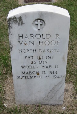 Private Harold R Van Hoof grave marker photo