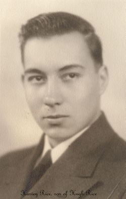 First Lieutenant Harvey F Rice in civilian suite and tie head and shoulder photo