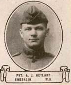 Vintage oval portrait of Private A. J. Hetland from Enderlin, North Dakota.