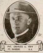 Vintage oval portrait of Private Charles A. Hoff from Fort Ransom, North Dakota.