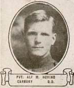 Vintage oval portrait of Private Alf M. Hovind from Carbury, North Dakota.