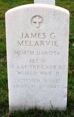 Flight Officer James G Melarvie grave marker photo