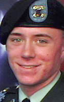 Jeremiah Santos wearing military dress uniform and a black beret with a light blue unit flash