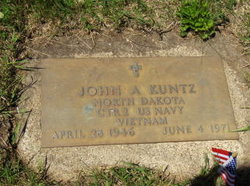Picture of John Kuntz's grave marker.