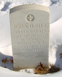 Captain John D Rice grave marker photo