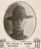 Vintage oval portrait of Private Gerald V. Johnson from Hettinger, North Dakota.