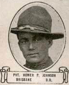 Vintage oval portrait of Private Homer P. Johnson from Brisbane, North Dakota.