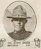 Vintage oval portrait of Private Severt Johnson from Bottineau, North Dakota.