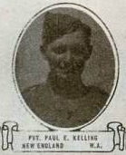 Vintage oval portrait of Private Paul E. Kelling from New England, North Dakota.
