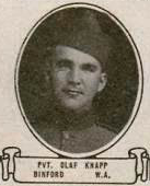 Vintage oval portrait of Private Olaf Knapp from Binford, North Dakota.