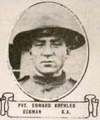 Vintage oval portrait of Private Edward Koehler from Eckman, North Dakota.