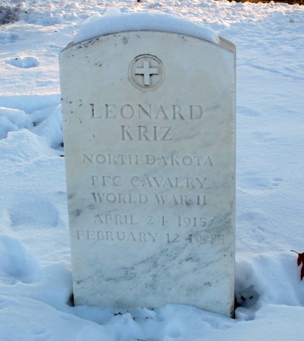 Private First Class Leonard Kriz grave marker photo