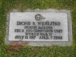 photo of Technician Fifth Grade Leone Wralstad's military grave marker