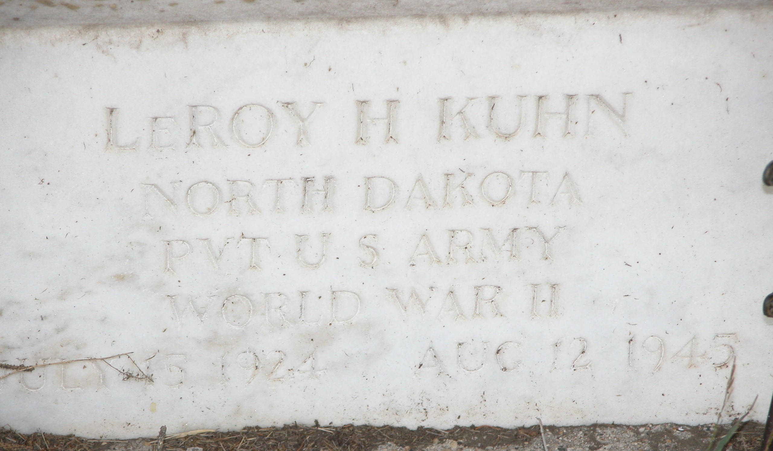 Private Leroy H Kuhn grave marker photo