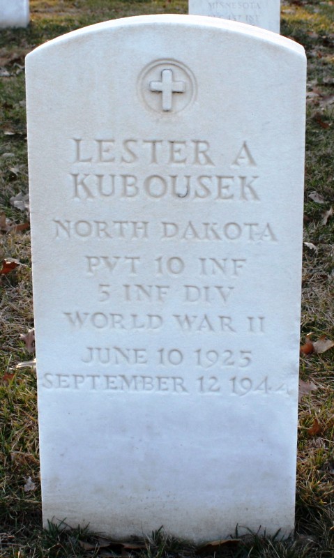 Private Lester A Kubousek grave marker photo