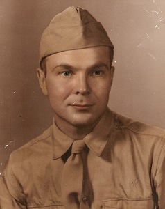 Private Lester A Mattern in uniform head and shoulder photo