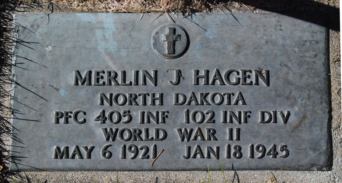 Private First Class Merlin J Hagen grave marker photo