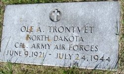 Corporal Ole A Trontvet grave marker photo
