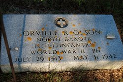 First Lieutenant Orville R Olson grave marker photo