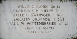 First Lieutenant Paul W Wittenberg's name inscribed on memorial with several other names photo