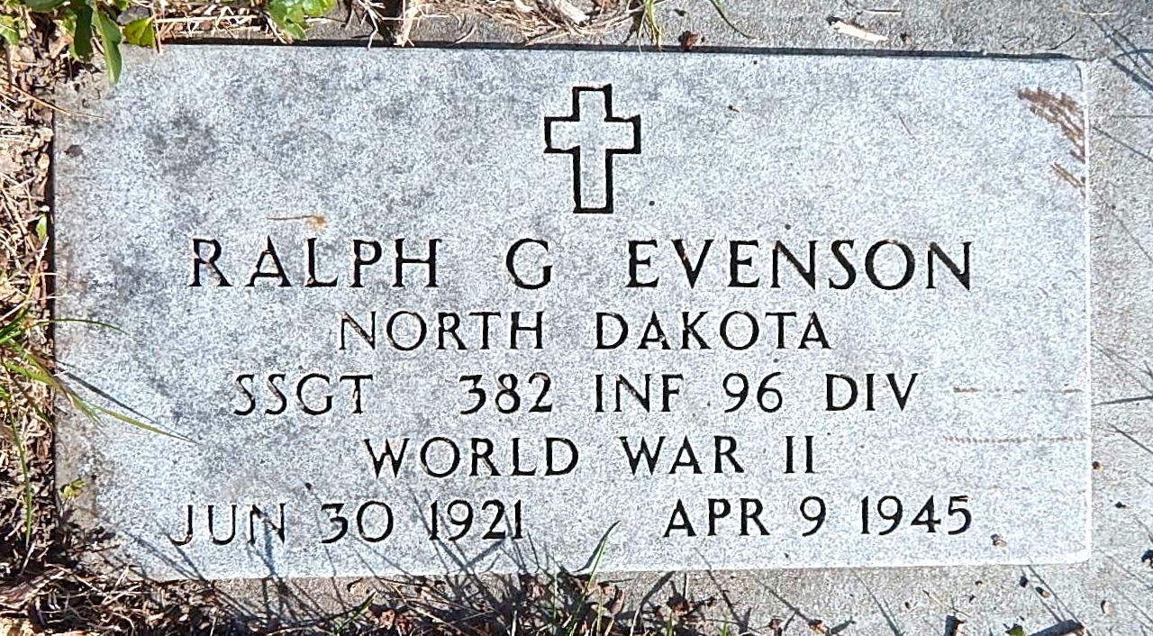 Staff Sergeant Ralph G Evenson grave marker photo