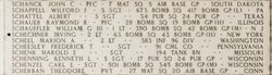 Private First Class Raymond R Schauer's name inscribed on memorial with several other names photo