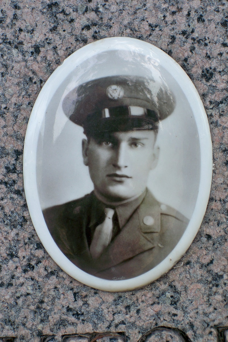 Private Robert E Docktor in uniform head and shoulder black and white photo