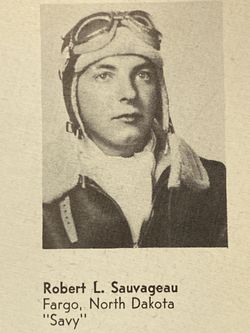 Flight Officer Robert L Sauvageau in uniform head and shoulder photo