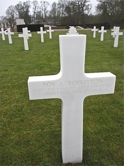 Staff Sergeant Roy A Torkelson cross grave marker photo