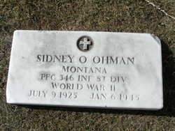 Private First Class Sidney O Ohman grave marker photo