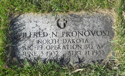 Picture of Wilfred Pronovost's grave marker.