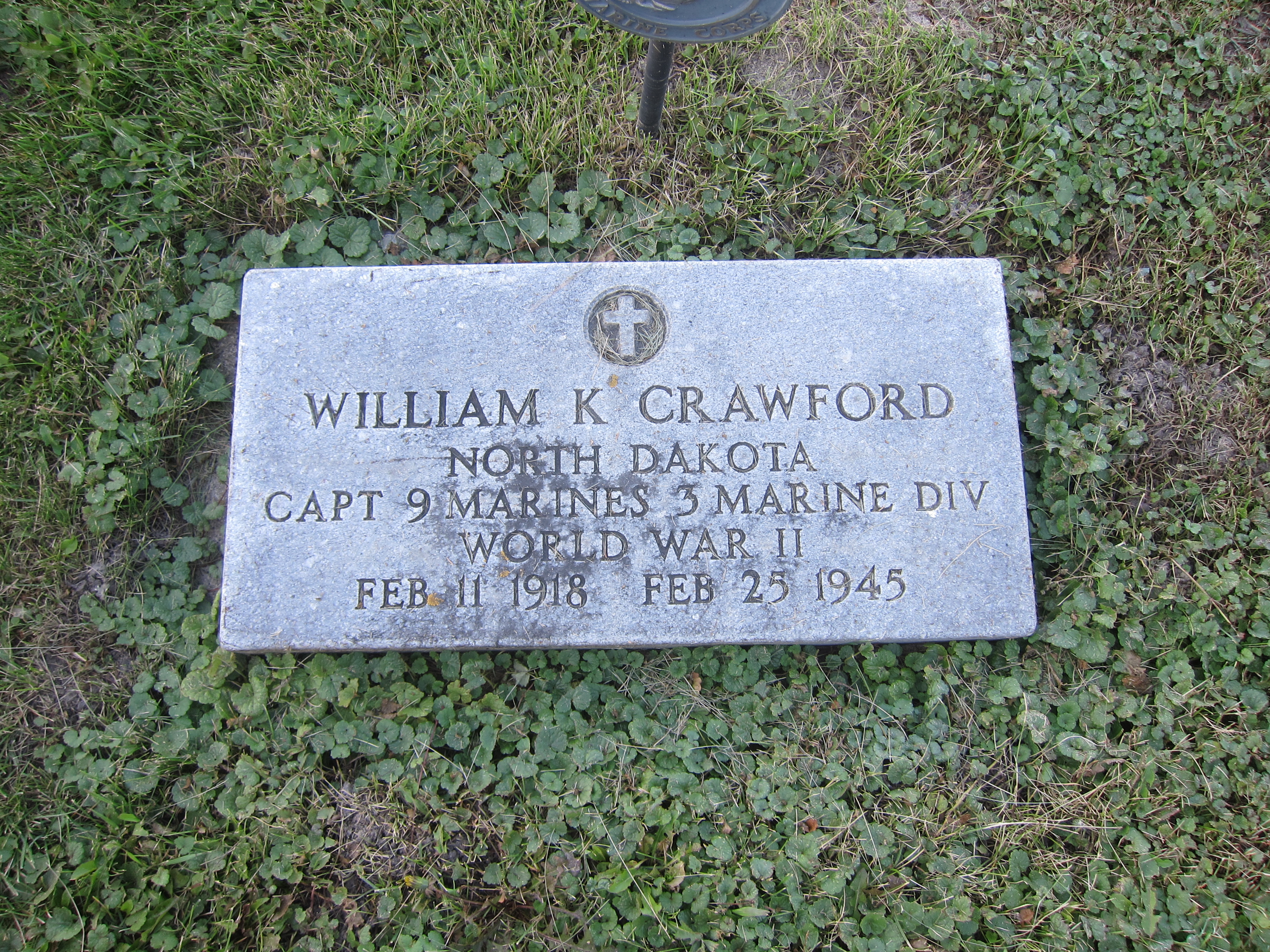 Captain William K Crawford grave marker photo