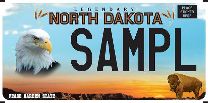 Bald Eagle North Dakota license plate sample