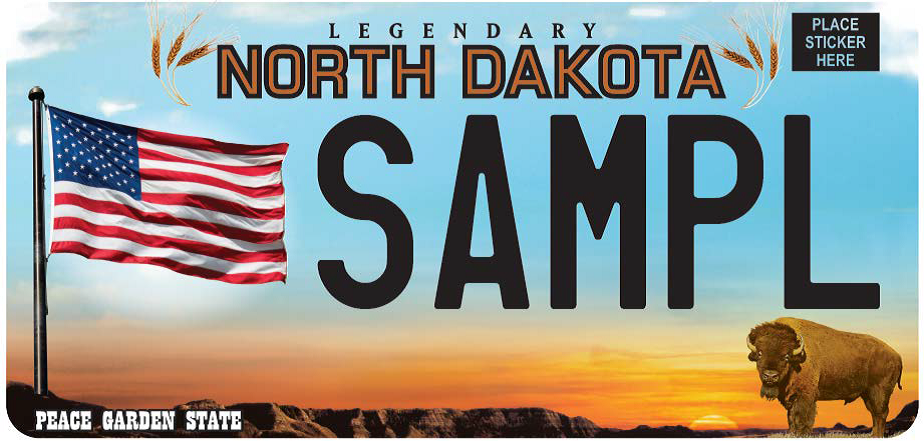 American Flag North Dakota license plate sample