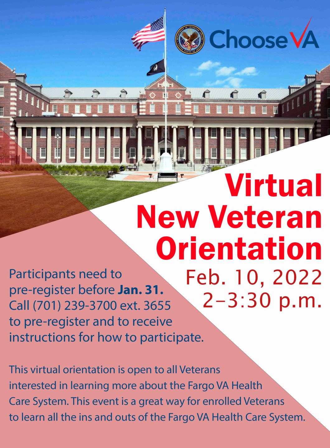 Virtual New Veteran Orientation Poster
