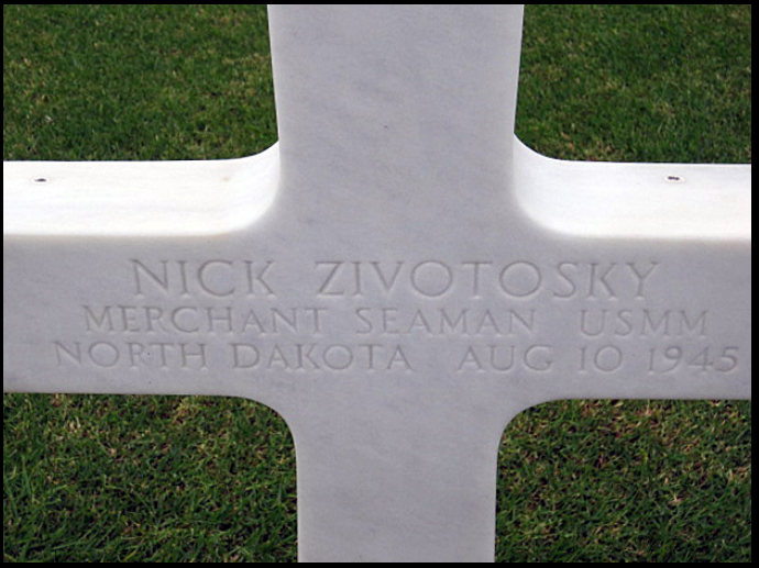 Merchant Seaman Nick Zivotosky grave marker photo
